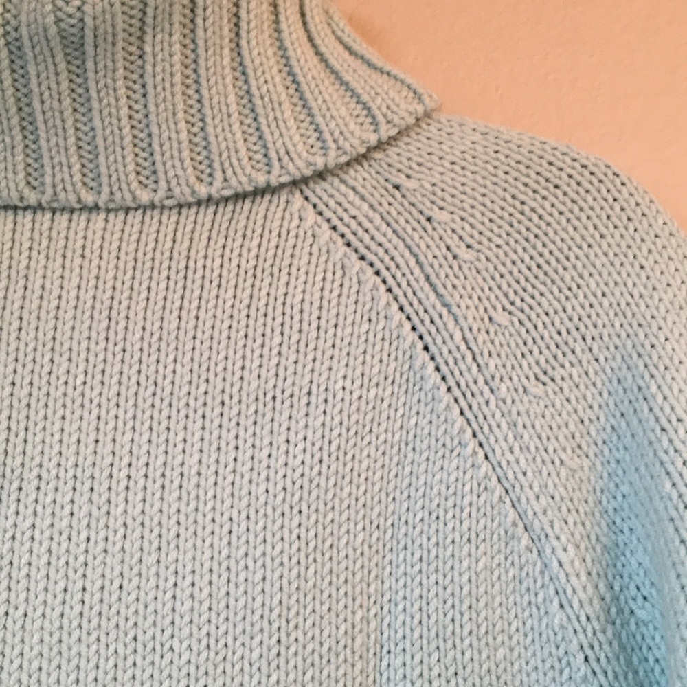 LOFT Mint Green Turtleneck Cable Knit Cozy Sweater Size Small Petite - Picture 7 of 7